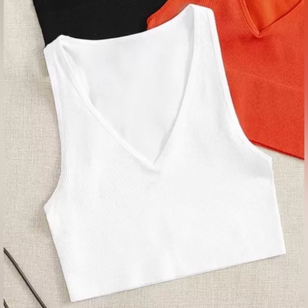White Seamless Ribbed Top - Picture 1 of 4